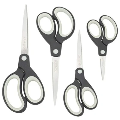 Abbildung von Rapesco 1574 Soft Grip Griff Scheren, Schwarz/Grau, 4 Stück