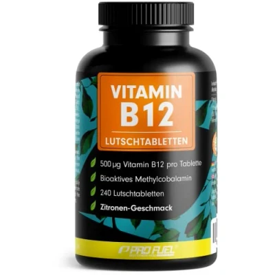 Abbildung von Vitamin B12 Lutschtabletten 240x ZITRONE, 500µg aktives Methylcobalamin pro Tablette, leckerer Geschmack, vegan &amp; hochdosiert, Tabletten zum Lutschen, ohne Zuckerzusatz, mit Xylit gesüßt