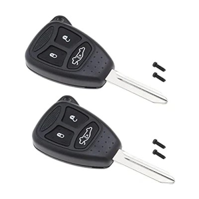 Abbildung von Create idea 2 x Auto Schlüssel Hülle Schlüsselgehäuse für 3 Tasten mit ungeschnittenem Schlüsselblatt Kompatibel Chrysler 300C Dodge Jeep