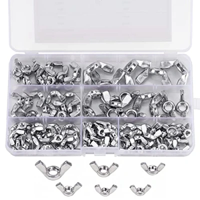 Abbildung von Belle Vous Flügelmuttern Sortiment Set (100 Stk) Metrische Flügelmutter M3, M4, M5, M6, M8 &amp; M10 Gewindegrößen 304 Edelstahl Befestigungsschraubenteile Silberfarbene Werkzeuge