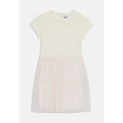 Abbildung von Petit Bateau Mädchen A0DIP Kurzarmkleid, Weiß/Kupfer, 8 Jahre