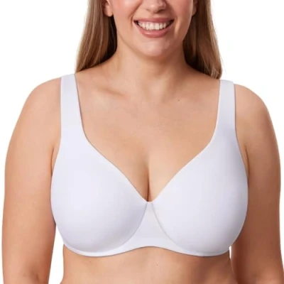 Abbildung von DELIMIRA AISILIN Damen Minimizer BH mit Bügel ohne Polster Vollschalen Große Größen Unterwäsche Weiss 95C