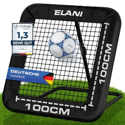 Abbildung von ELANI Rebounder für Fußball 1x1m mit Schutzrand &amp; 6 Heringen sicheren Stand Fussball stabilem Rahmen Trainingszubehör auch Handball, Volleyball Football