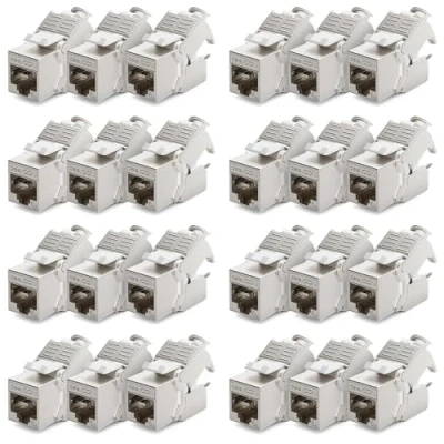 Abbildung von deleyCON 24x CAT6a Keystone Jack Modul Patchkabel Netzwerkkabel Verbinder STP Schirmung RJ45 Buchse Netzwerk Dose Patchpanel Keystonehalterung Erweiterung