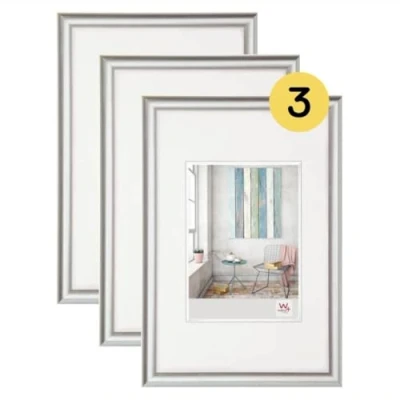 Abbildung von walther design Bilderrahmen silber 20 x 30 cm 3er Pack, Trendstyle Kunststoffrahmen KP030S3