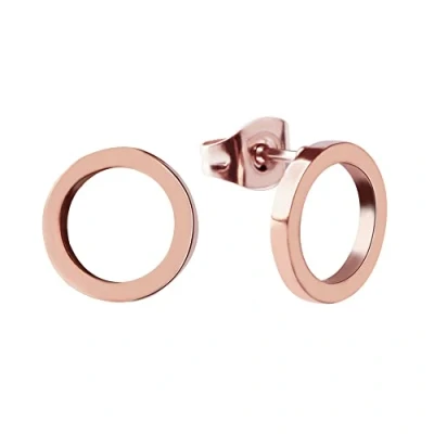 Abbildung von Ohrstecker Kreis Roségold für Damen Runde Edelstahl Ohrringe Wasserfest I Rosegoldener Ohrschmuck mit 18K Vergoldung Inkl. Geschenkbox