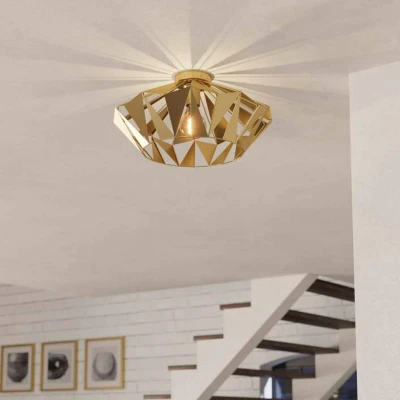 Abbildung von EGLO Deckenlampe Carlton, Deckenleuchte im Retro Design, Vintage Wohnzimmerlampe aus Metall in Gold, Lampe Decke, Flurlampe mit E27 Fassung