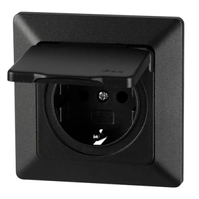 Abbildung von Unterputz Steckdose IP44, All in One, Serie C1 anthrazit