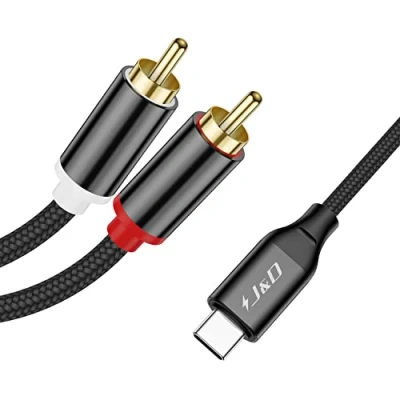 Abbildung von J&amp;D USB C auf Cinch Audio Kabel, Type 2RCA Stereo Adapterkabel, Geflochtenes Konverterkabel, Y Splitterkabel, Kompatibel mit Galaxy S23, iPhone 15/15Plus/15Pro/15Pro Max, 1 m