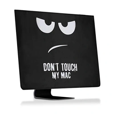 Abbildung von kwmobile Hülle kompatibel mit Apple iMac 27&quot; / Pro Fach für Magic Keyboard, Mouse und Kabel Don&#039;t Touch My Mac Weiß Schwarz