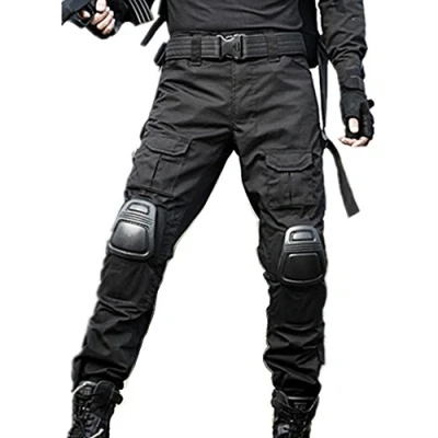 Abbildung von JOYASUS Paintball BDU Taktische Hosen Airsoft Multi Tasche Diensthosen mit Knieschützer S, Schwarz