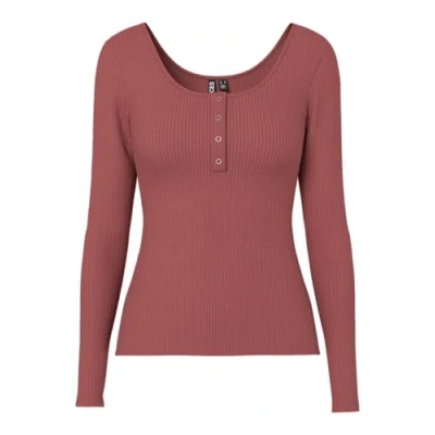 Abbildung von Pieces Pckitte Langarmshirt, Damen, Größe: XS, Tawny port
