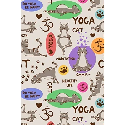 Abbildung von Notizbuch: Yoga Katzen Cover Design / 120 Seiten Kariert DIN A5 + (15,24 x 22,86 cm) Soft