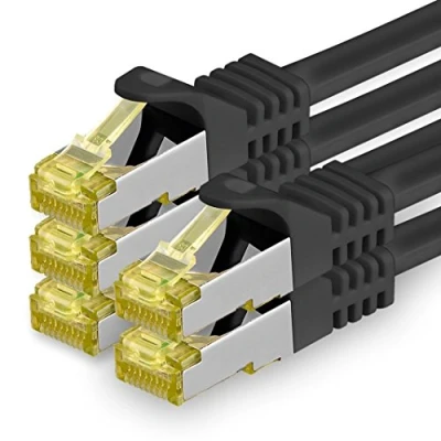 Abbildung von 1aTTack.de Cat.7 Netzwerkkabel 1m Schwarz 5 Stück Cat7 Ethernetkabel Netzwerk LAN Kabel Rohkabel 10 Gb s SFTP PIMF LSZH Set Patchkabel mit Rj 45 Stecker Cat.6a