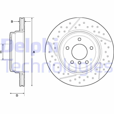Abbildung von DELPHI BG4714C Bremsscheibe 324 22 5 Belüftet beschichtet hochgekohlt ohne Radlager, ABS Sensorring BMW: 3 Saloon, Touring, 1 Hatchback