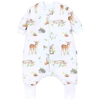 Abbildung von TupTam Baby Schlafsack mit Beinen und Ärmeln OEKO TEX zertifizierte Materialien, Winterschlafsack 2,5 TOG Unisex, Farbe: Wald Tiere Braun Beige Fuchs Reh Igel Eichhörnchen, Größe: 92 98