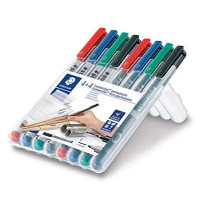 Abbildung von STAEDTLER Lumocolor Folienstifte, Set mit 8 Stiften, Sonderedition wasserlöslich und wasserfest, F Spitze Linienbreite ca. 0.6 mm, Hohe Qualität Made in Germany, 31 S WP8X,Sortiert