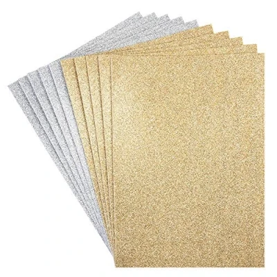Abbildung von Ideen mit Herz Moosgummi Platten Glitzer selbstklebend DIN A4 2mm 10 Bogen Bastelschaumstoff, EVA ideal zum Basteln (gold &amp; silber)