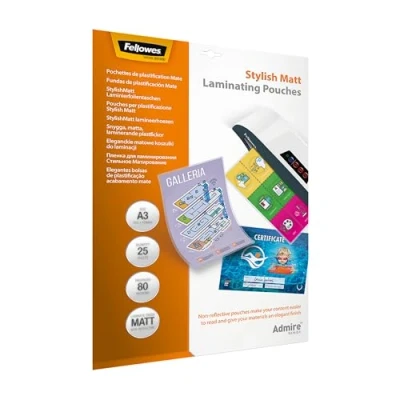 Abbildung von Fellowes matte Laminierfolien A3 Admire Stylish Matt, entspiegelt, 80 Mikron (2 x 80mic), 25 Stück