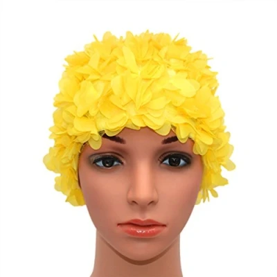 Abbildung von Medifier Badekappe mit Blumenmuster, Retro Stil, für Damen, gelb