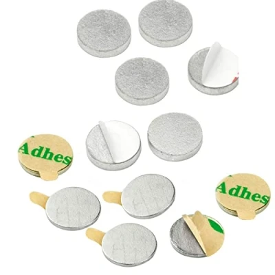 Abbildung von vasalat Scheibenmagnet flach, Magnete mit Metallscheiben selbstklebend, Rundmagnet ø 8mm, Neodym vernickelt 12 teilig