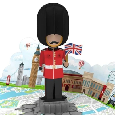 Abbildung von LIMAH® Pop up Karte London Reisegutschein für eine England Reise Geschenk, Gutschein oder Geldgeschenk einen Städtetrip 3D Geburtstagskarte Urlaub Königliche Garde (King&#039;s Guard)