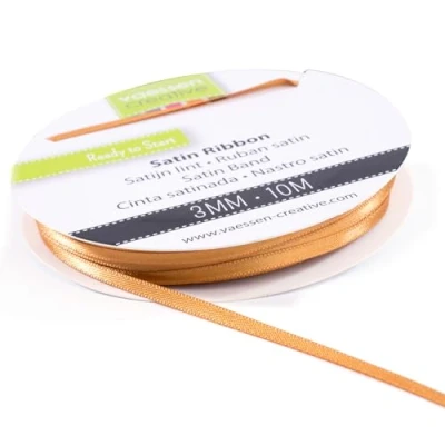 Abbildung von Vaessen Creative 301002 0021 Satinband Hellbraun, 3 mm x 10 Meter, Schleifenband, Dekoband, Geschenkband und Stoffband für Hochzeit, Taufe Geburtstagsgeschenke, 3MM