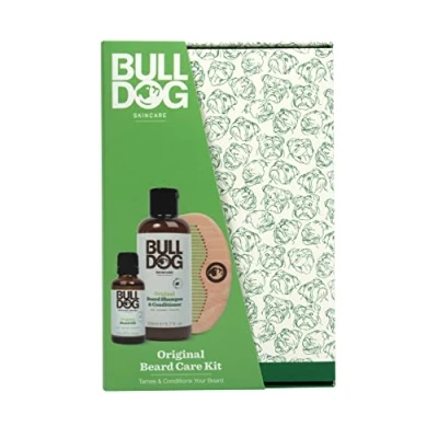 Abbildung von Bulldog Skincare Original Beardcare Kit, Geschenkset für Männer (x1 Bartshampoo &amp; Conditioner 200ml, x1 Bartöl 30ml, Bartkamm)