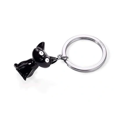Abbildung von Troika &quot;Felix&quot; Schlüsselanhänger KR16 22/BK Katze aus Metallguss schwarz inkl. Schlüsselring glänzend das Original von