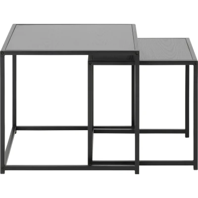 Abbildung von AC Design Furniture Jörn Quadratischer Couchtischsatz, L: 50 B: H: 45 cm, Holz/Metall, Schwarz, Set mit 2 Tischen