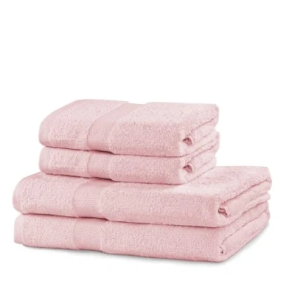 Abbildung von DecoKing 4er Set Baumwolle Qualität 525g/m² 2 Handtücher 50x100 cm und Badetücher 70x140 Hellrosa rosa saugfähig Marina