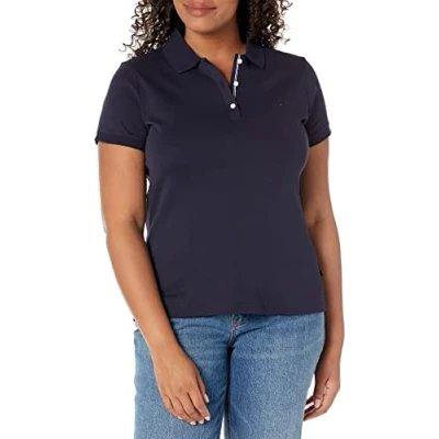 Abbildung von Nautica Damen 3 Button Short Sleeve Breathable 100% Cotton Polo Shirt Polohemd, Marineblau, XX Large