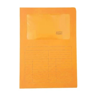 Abbildung von Blasetti Dokumentenmappen mit Fenster SINTEX ORANGE Dokumentenordner für Büro, Format A4, Farbe Orange, Packung 50 Stück, 120 g/m² Papier, Auf zwei Seiten offen.