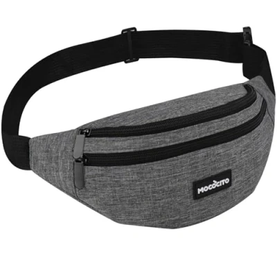 Abbildung von Bauchtasche Gürteltasche MOCOCITO Hüfttasche für Damen und Herren, Brusttasche Groß Handytasche 120CM Gurt Verstellbarer Outdoor Sport Camping Wandern Fahrrad Geschenke Frauen Männe Dunkelgrau