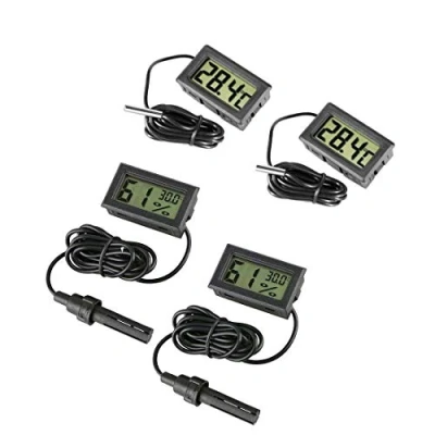 Abbildung von JZK 4 x Schwarzes Digitales LCD Wasser Thermometer mit Sonde &amp; Batterie für Aquarium, Terrarium und Vivarium