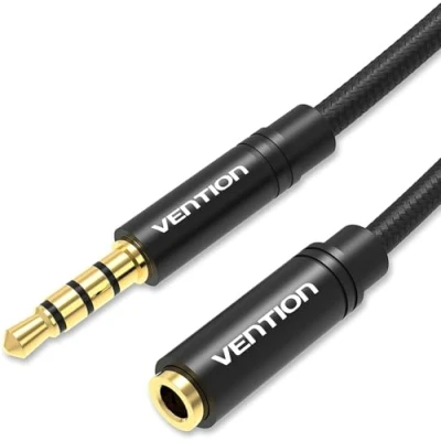 Abbildung von VENTION Kopfhörer Verlängerungskabel,3,5 mm Audio Verlängerungskabel,Stereo Kabel,4 Polig TRRS 3.5mm Stereo Verlängerungskabel,Stützmikrofon vergoldetes Nylon Geflechtkabel für Headset/TV/Laptop