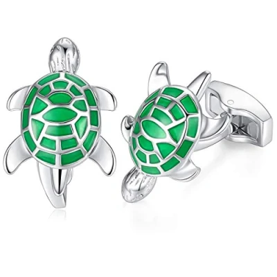 Abbildung von HONEY BEAR 1 Paar Manschettenknöpfe Hochzeit Cufflinks Tier Schildkröte Edelstahl,MEHRWEG