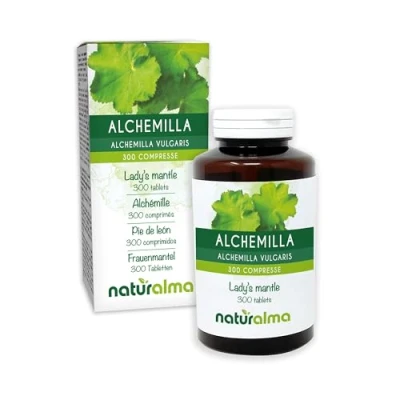 Abbildung von Frauenmantel (Alchemilla vulgaris) Kraut Naturalma 150 g 300 Tabletten Nahrungsergänzungsmittel Natürlich und Vegan
