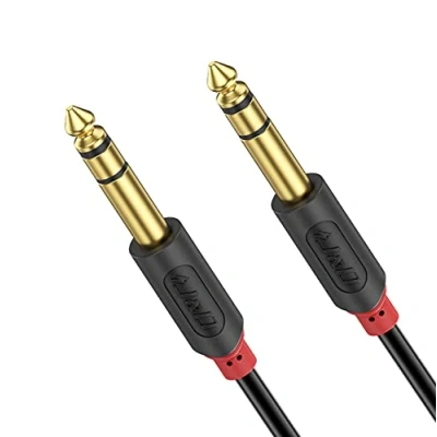 Abbildung von J&amp;D 6,35 mm zu Kabel, Gold Plated [AudioWave Serie] 6,35mm (1/4 Zoll) Männlich TRS auf PVC Überzug Stereo Audio Adapter Y Splitter Kabel 3 Feet