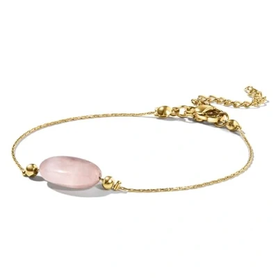 Abbildung von PURAJA Edelstein Armband Damen Rosenquarz 18k echt vergoldet Handgefertigt Glücksarmband Mutmacher