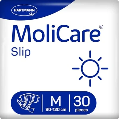 Abbildung von MoliCare® Slip Day Windeln für Erwachsene bei mittlerer bis schwerer Harn und Stuhlinkontinenz am Tag zuverlässig, komfortabel &amp; diskret Größe M (90 120 cm Hüftumfang), 30 Stück