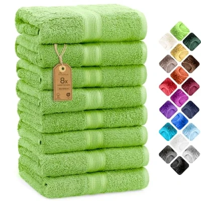 Abbildung von NatureMark 8er Pack Frottier Handtücher 50x100cm, 100% Baumwolle, Apfelgrün, 50 x 100 cm