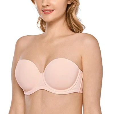 Abbildung von DELIMIRA Damen Trägerloser BH Bügel mit geformte Cups Aprikosenrosa 85C