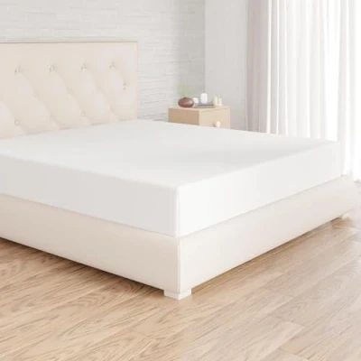 Abbildung von Amazon Basics Spannbettlaken, 180 x 200 30 cm, Mikrofaser, Spannbetttuch Matratzenhöhe bis Weiß