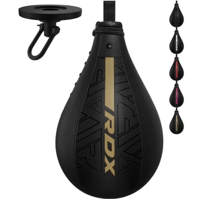 Abbildung von RDX Boxbirne Maya Hide Leder Set, Speedball Hängend, Punchingball Boxing Speed Bag, Geschwindigkeit Ball Boxen Training Trainingsgeräte Gym Fitness