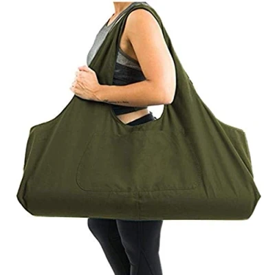 Abbildung von Namvo Große Tasche für Yogamatte, Mehrzweck Turnbeutel, Tragetasche, Tragetasche mit Seitentasche, passend die meisten Matten, Armeegrün