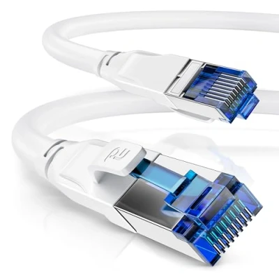 Abbildung von CSL 0,25m CAT 8.1 Netzwerkkabel 40 Gbits LAN Kabel Patchkabel Datenkabel 8 High Speed Gigabit Ethernet Cable 40000 Mbits Glasfaser Geschwindigkeit S/FTP PIMF Schirmung RJ45 Stecker