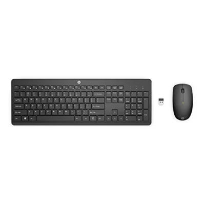 Abbildung von HP 230 Combo Wireless Tastatur und Maus, bis zu 1 Jahr Laufzeit, leise Eingabe, Schnellwahltasten 12 Funktionen, Ziffernblock, 1600 DPI, Scrollrad, Schwarz