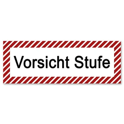 Abbildung von 5 Stück vorsicht Stufe Aufkleber 21x7,2cm Sticker Warnzeichen mit UV Schutz für Außen und Innenbereich