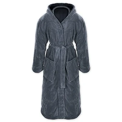Abbildung von Gräfenstayn® Damen &amp; Herren Kuschelfleece Bademantel mit Kapuze Größe S XXXL Öko Tex Standard 100 Flanell Fleece (XXL, Anthrazit)